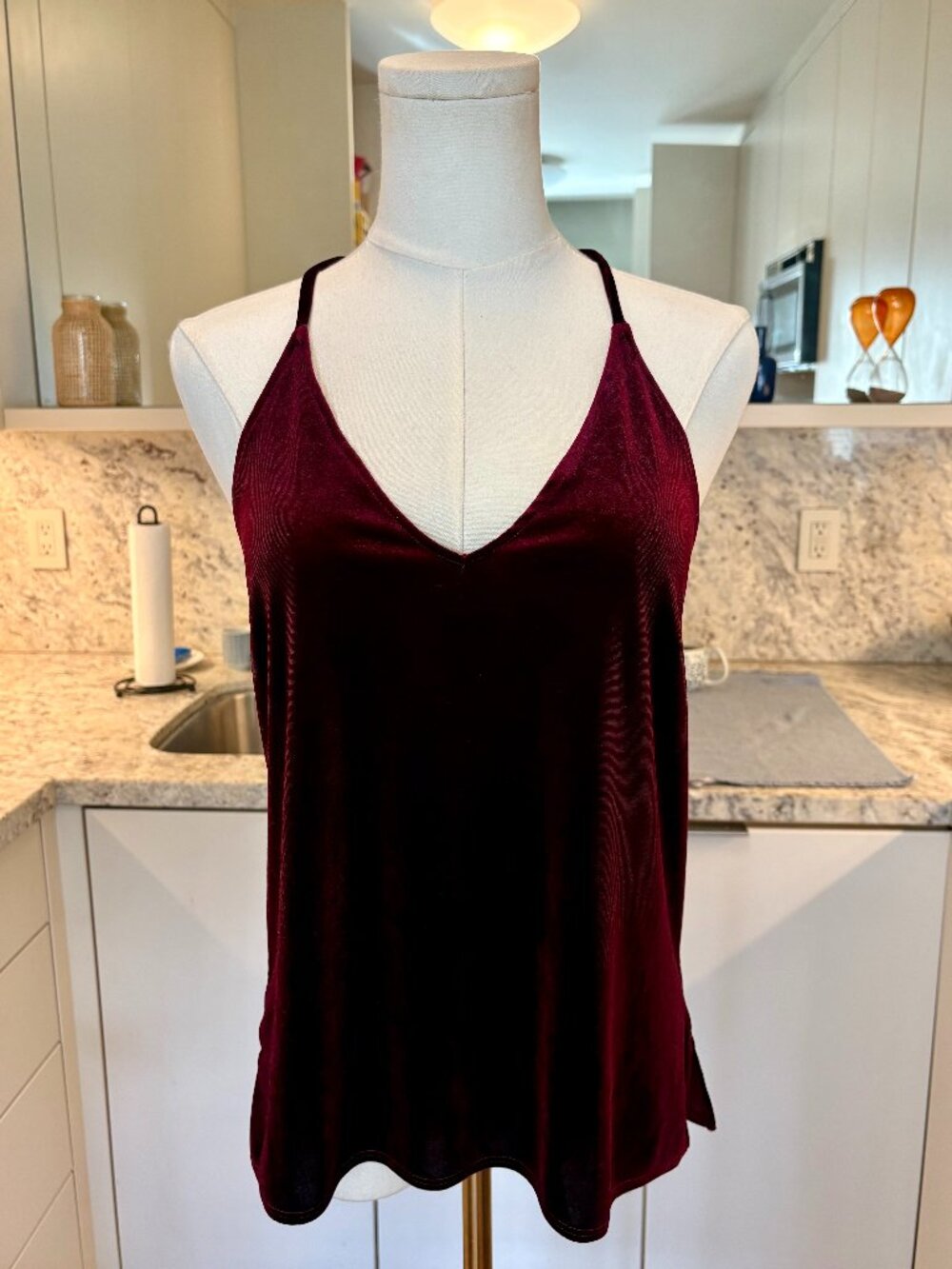 Abercrombie & Fitch Velvet V-Neck Racerback Cami Tank - size XS